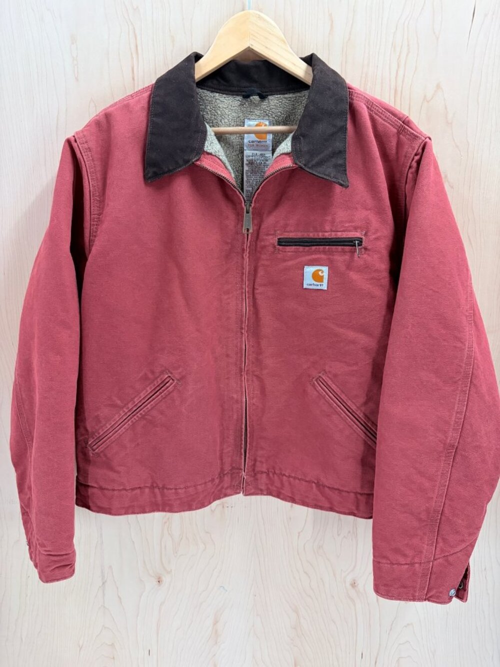VTG Carhartt WJ097 VRS Detroit Jacket Womens Large Reg Vintage Rose Salmon Pink